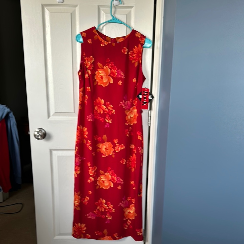 R and K Originals Floral Red Sleeveless Dress